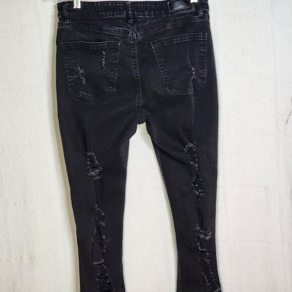 Dollhouse You Are Beautiful Black Destructed Cotton Poly Span Skinny Jeans 11/12 - Picture 10 of 16